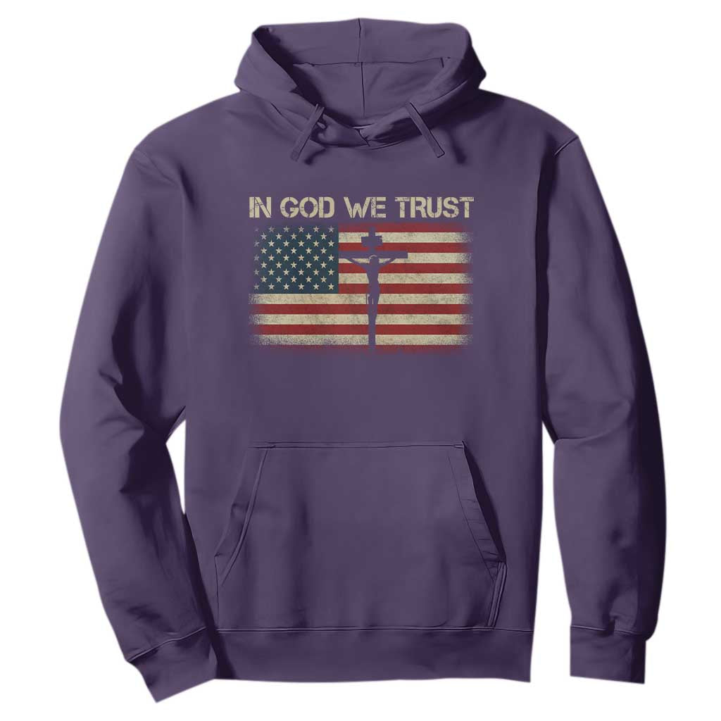 Christian USA Flag Hoodie American Christ Faith Cross Patriotic In God We Trust TS10 Purple Print Your Wear