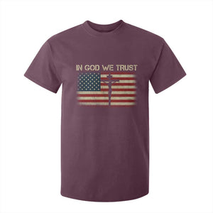 Christian USA Flag T Shirt For Kid American Christ Faith Cross Patriotic In God We Trust TS10 Maroon Print Your Wear