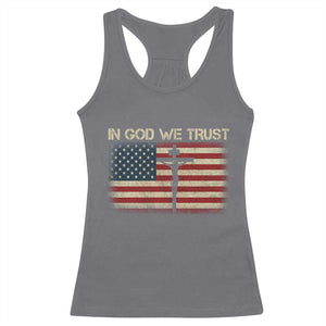 Christian USA Flag Racerback Tank Top American Christ Faith Cross Patriotic In God We Trust TS10 Charcoal Print Your Wear