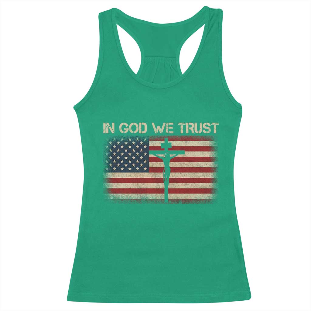 Christian USA Flag Racerback Tank Top American Christ Faith Cross Patriotic In God We Trust TS10 Irish Green Print Your Wear