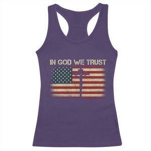Christian USA Flag Racerback Tank Top American Christ Faith Cross Patriotic In God We Trust TS10 Purple Print Your Wear