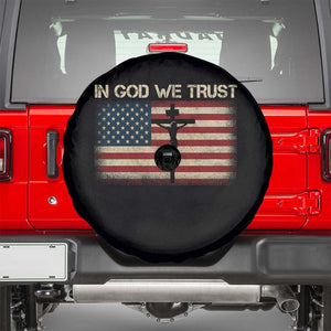 Christian USA Flag Spare Tire Cover American Christ Faith Cross Patriotic In God We Trust TS10 Black Print Your Wear