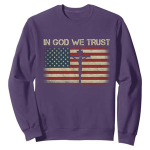 Christian USA Flag Sweatshirt American Christ Faith Cross Patriotic In God We Trust TS10 Purple Print Your Wear
