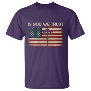 Christian USA Flag T Shirt American Christ Faith Cross Patriotic In God We Trust TS10 Purple Print Your Wear