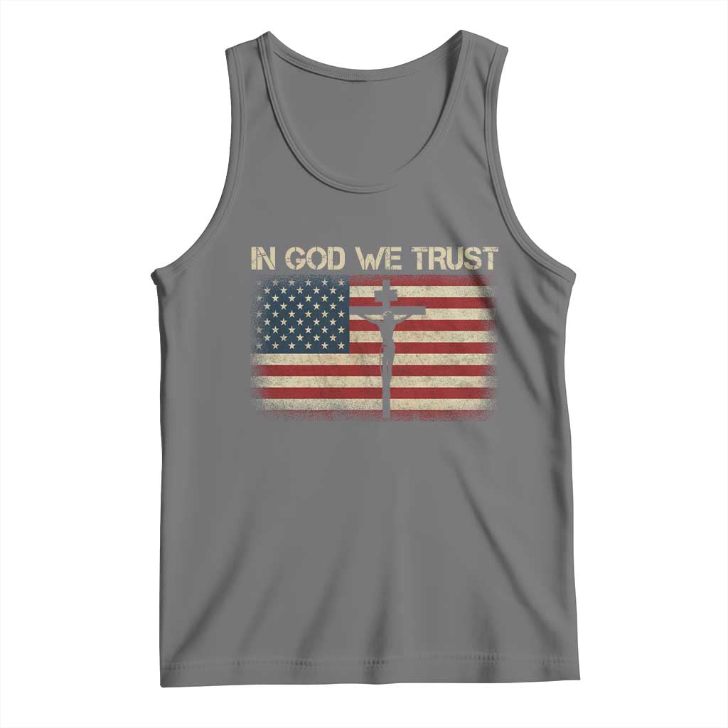 Christian USA Flag Tank Top American Christ Faith Cross Patriotic In God We Trust TS10 Black Heather Print Your Wear