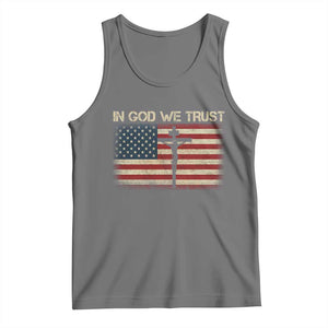 Christian USA Flag Tank Top American Christ Faith Cross Patriotic In God We Trust TS10 Black Heather Print Your Wear
