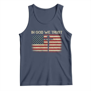 Christian USA Flag Tank Top American Christ Faith Cross Patriotic In God We Trust TS10 Navy Print Your Wear