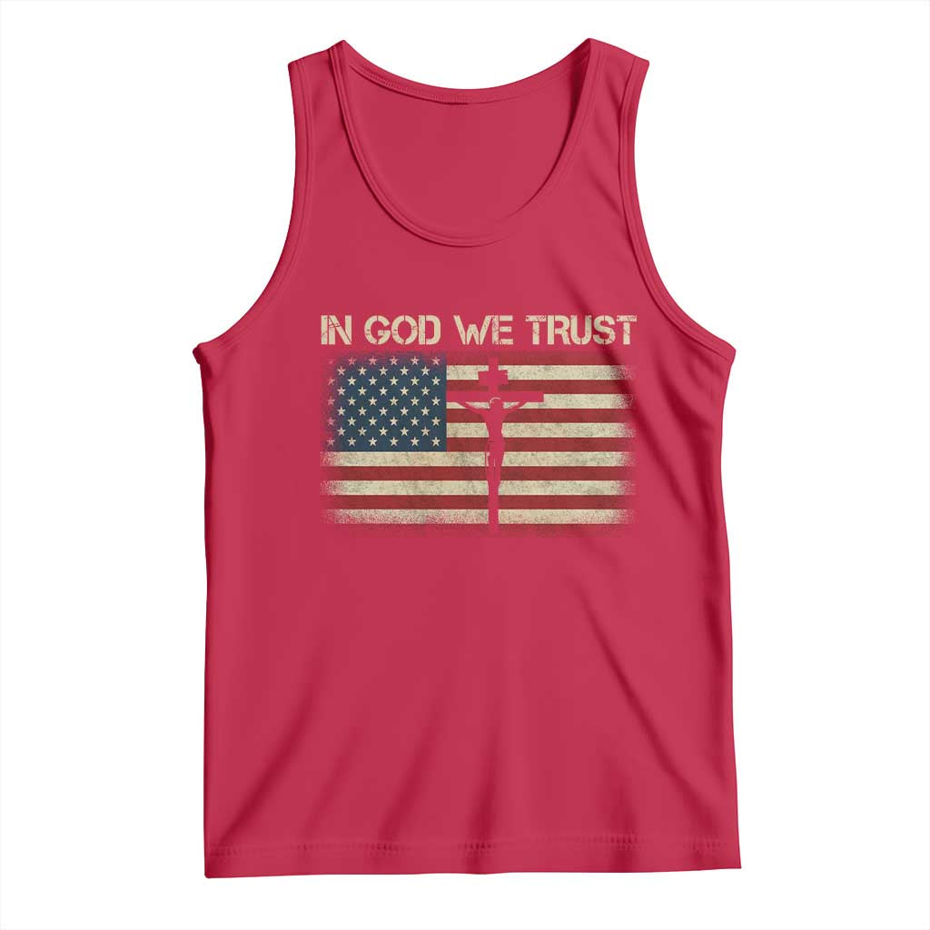 Christian USA Flag Tank Top American Christ Faith Cross Patriotic In God We Trust TS10 Red Print Your Wear