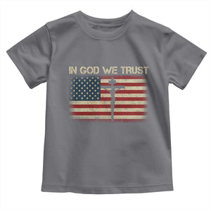 Christian USA Flag Toddler T Shirt American Christ Faith Cross Patriotic In God We Trust TS10 Charcoal Print Your Wear