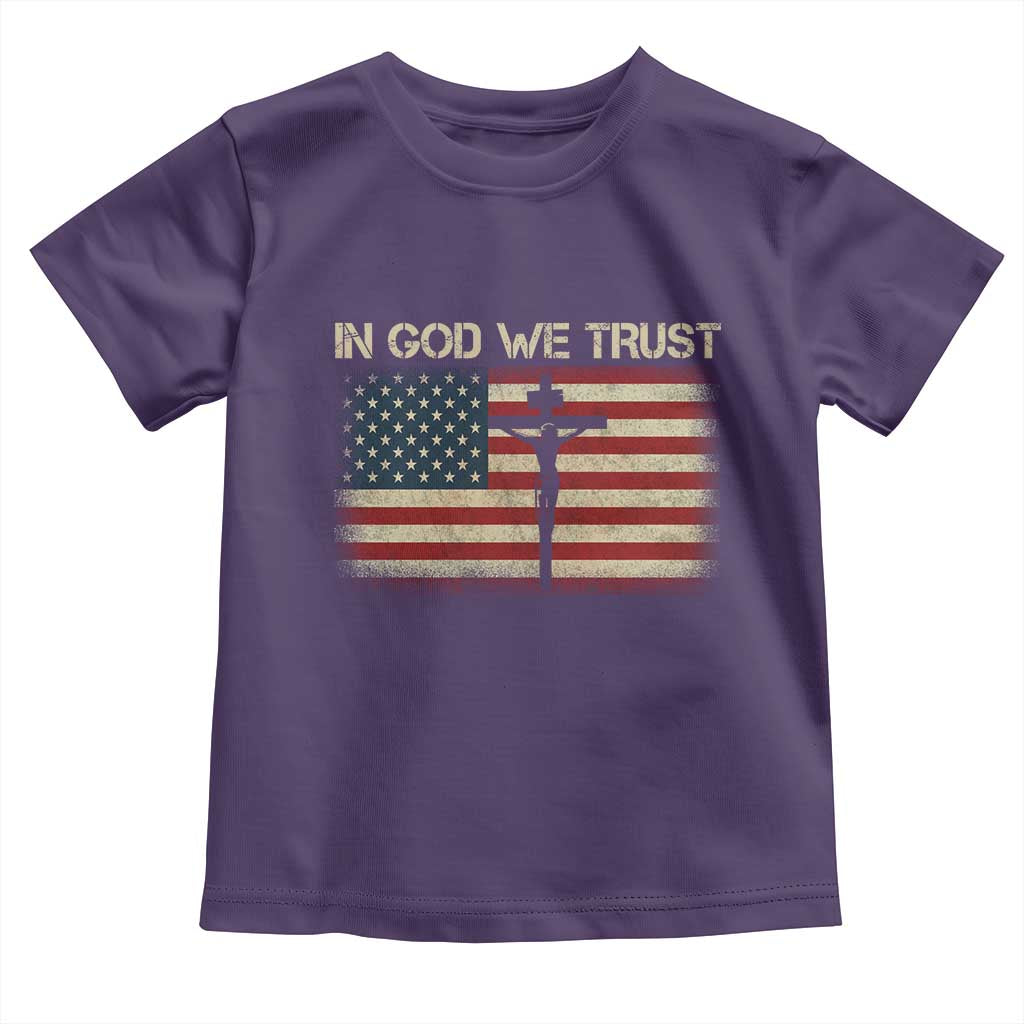 Christian USA Flag Toddler T Shirt American Christ Faith Cross Patriotic In God We Trust TS10 Purple Print Your Wear