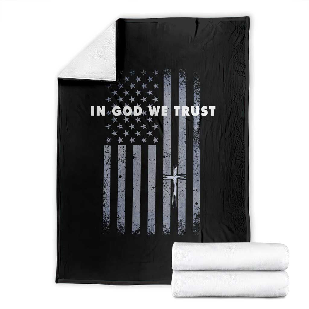 USA Flag Religious Quote Throw Blanket In God We Trust American Patriotic Faith 4th of July Cross TS10 Black Print Your Wear