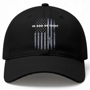 USA Flag Religious Quote Baseball Cap In God We Trust American Patriotic Faith 4th of July Cross TS10 Print Your Wear