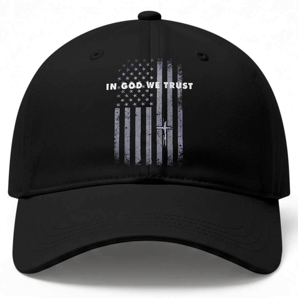 USA Flag Religious Quote Baseball Cap In God We Trust American Patriotic Faith 4th of July Cross TS10 Print Your Wear