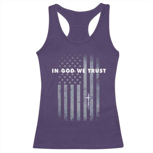 USA Flag Religious Quote Racerback Tank Top In God We Trust American Patriotic Faith 4th of July Cross TS10 Purple Print Your Wear