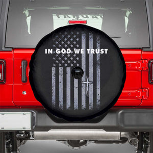USA Flag Religious Quote Spare Tire Cover In God We Trust American Patriotic Faith 4th of July Cross TS10 Black Print Your Wear