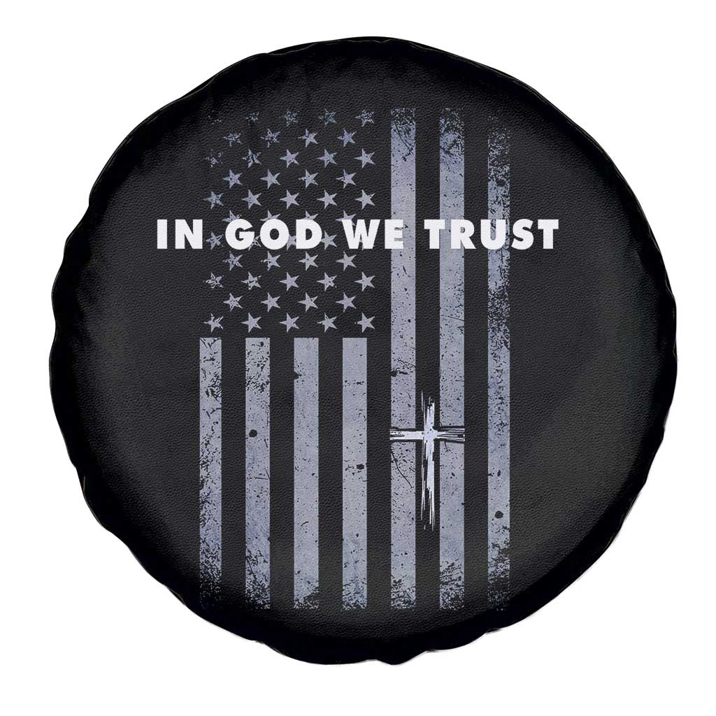 USA Flag Religious Quote Spare Tire Cover In God We Trust American Patriotic Faith 4th of July Cross TS10 Print Your Wear