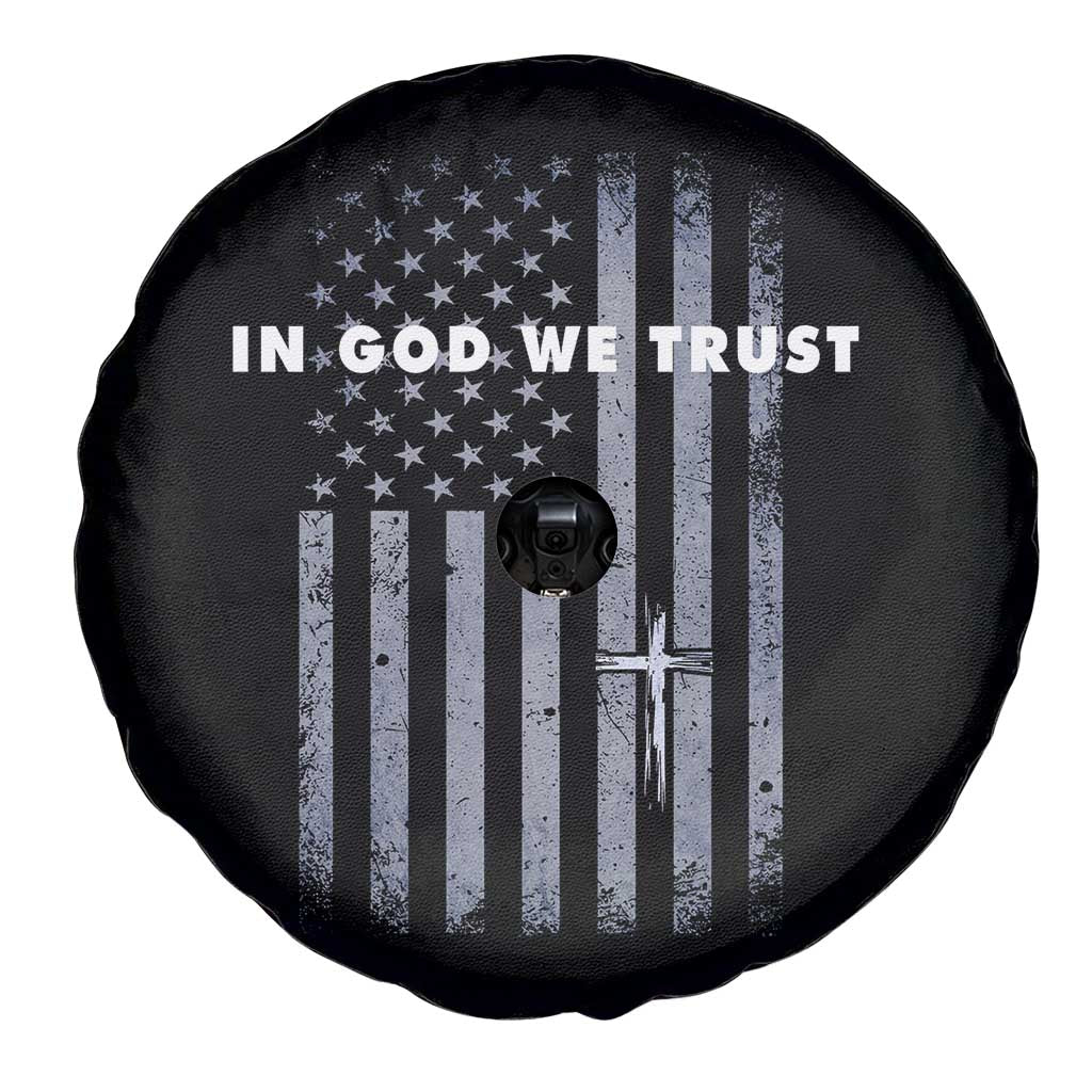 USA Flag Religious Quote Spare Tire Cover In God We Trust American Patriotic Faith 4th of July Cross TS10 Print Your Wear