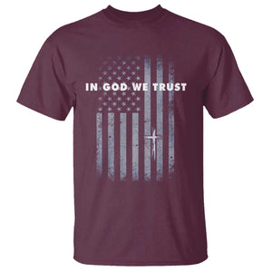 USA Flag Religious Quote T Shirt In God We Trust American Patriotic Faith 4th of July Cross TS10 Maroon Print Your Wear