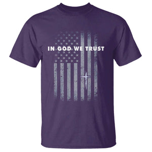 USA Flag Religious Quote T Shirt In God We Trust American Patriotic Faith 4th of July Cross TS10 Purple Print Your Wear