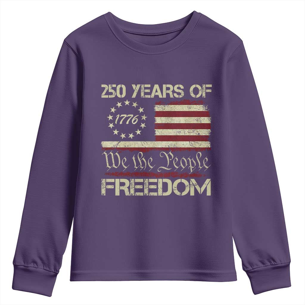 250 Years United States Youth Sweatshirt We The People 1776 2026 Flag Memorial Day Patriotic 250th Birthday TS10 Purple Print Your Wear