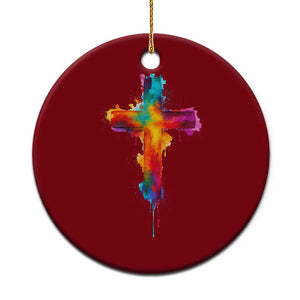 Faith Cross Ceramic Ornament Christian Believe Blessed By God Colorful Watercolor Graphic TS10 1pc Red Print Your Wear