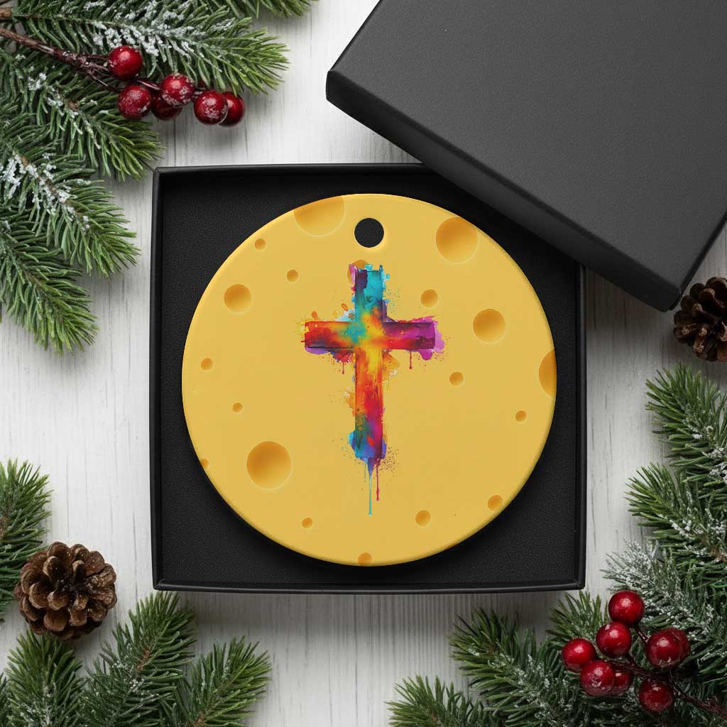 Faith Cross Ceramic Ornament Christian Believe Blessed By God Colorful Watercolor Graphic TS10 1pc Yellow Cheese Print Your Wear