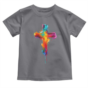 Faith Cross Toddler T Shirt Christian Believe Blessed By God Colorful Watercolor Graphic TS10 Charcoal Print Your Wear