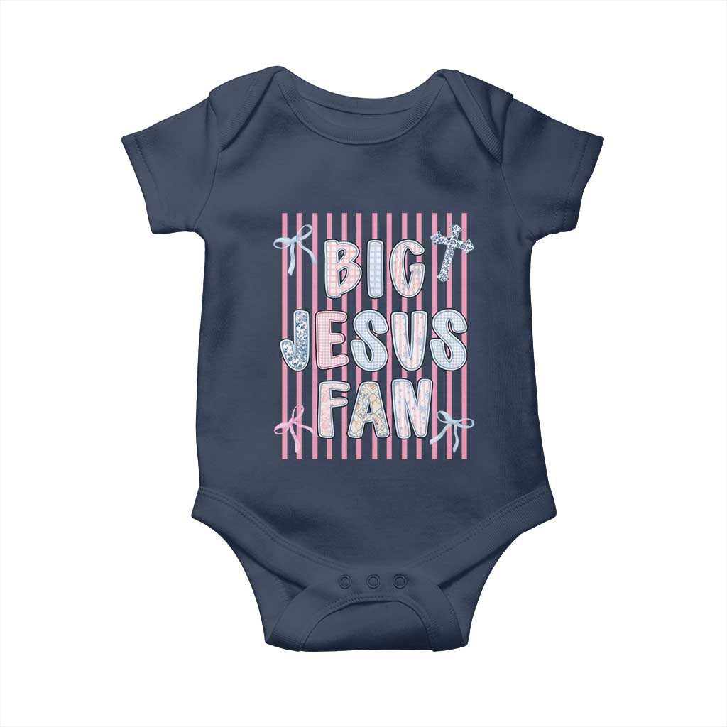 Big Jesus Fan Baby Onesie Striped Preppy Christian Believer Faith God Religious Gifts TS10 Navy Print Your Wear