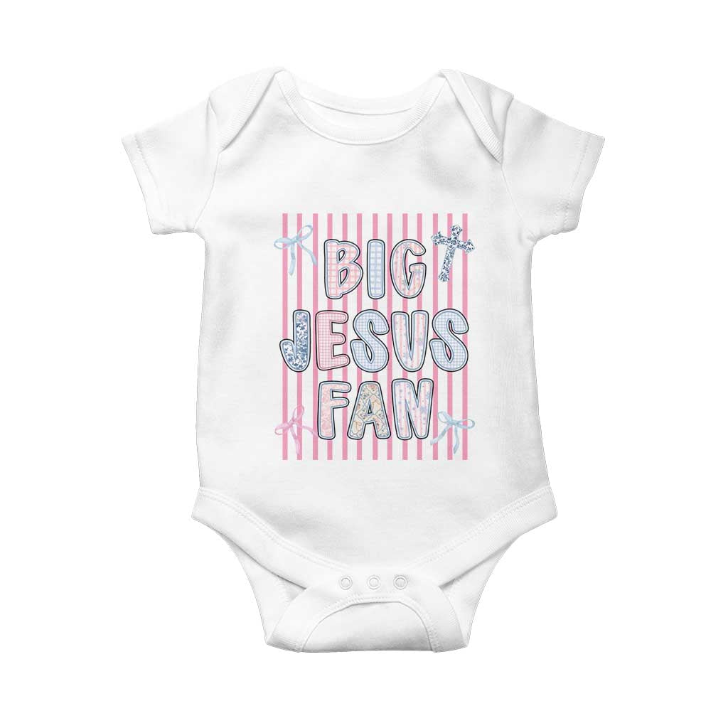 Big Jesus Fan Baby Onesie Striped Preppy Christian Believer Faith God Religious Gifts TS10 White Print Your Wear