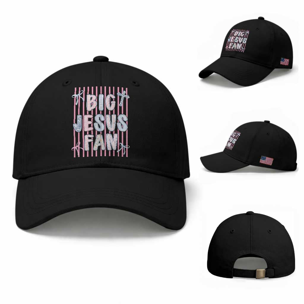 Big Jesus Fan Baseball Cap Striped Preppy Christian Believer Faith God Religious Gifts TS10 Baseball Cap Universal Fit Black Print Your Wear