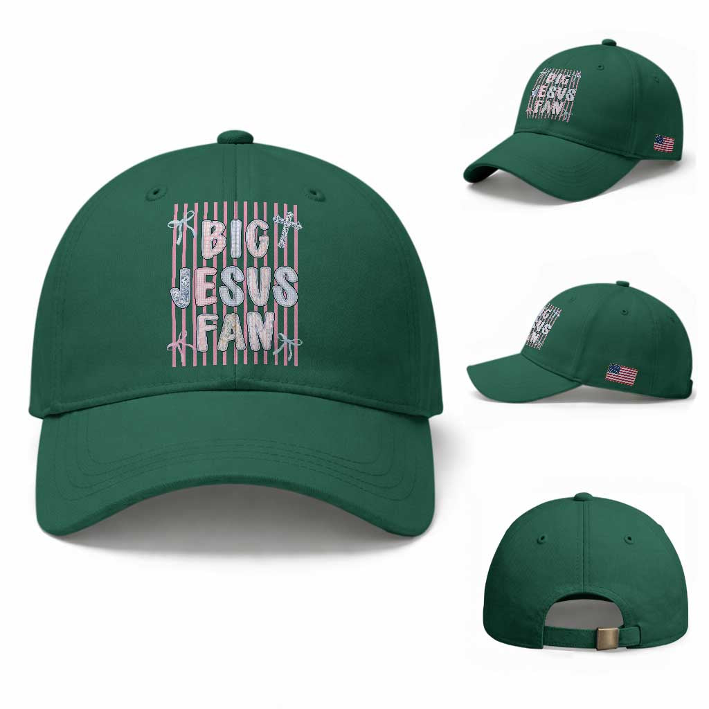 Big Jesus Fan Baseball Cap Striped Preppy Christian Believer Faith God Religious Gifts TS10 Baseball Cap Universal Fit Irish Green Print Your Wear