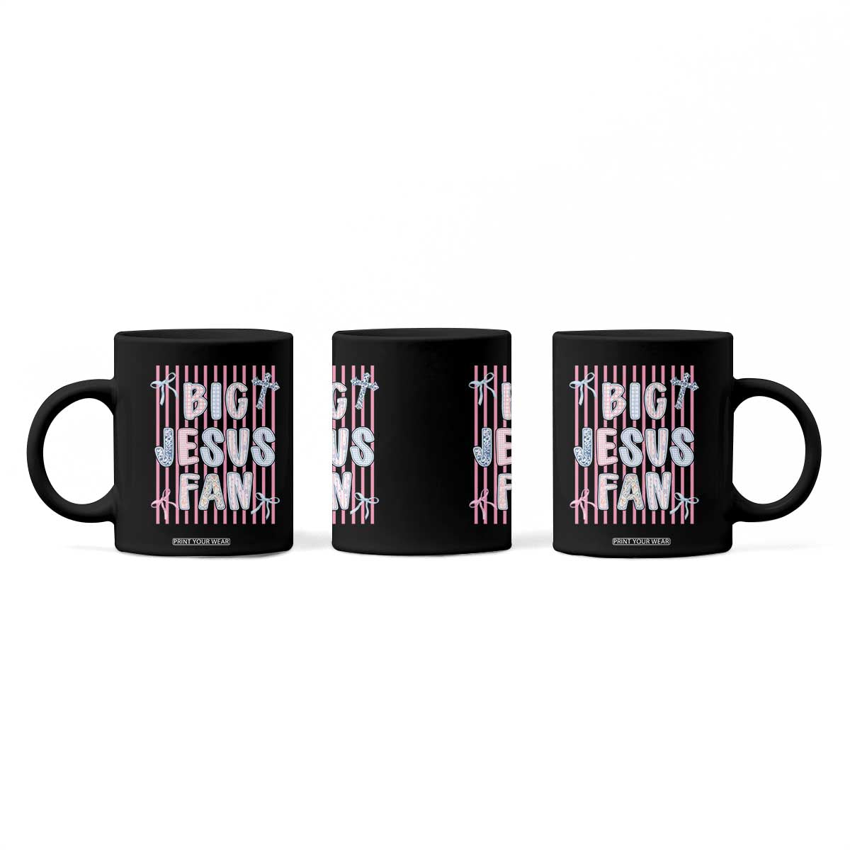 Big Jesus Fan Coffee Mug Striped Preppy Christian Believer Faith God Religious Gifts TS10 Print Your Wear