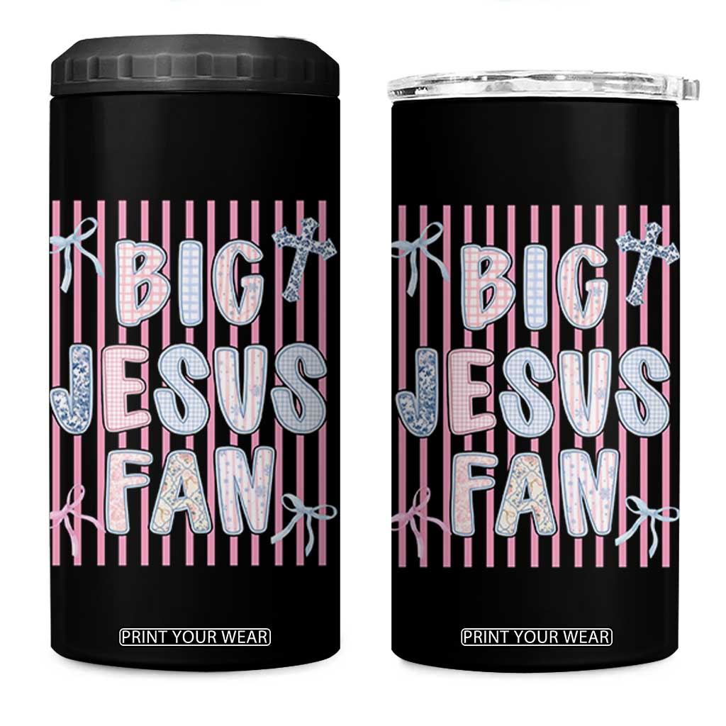 Big Jesus Fan 4 in 1 Can Cooler Tumbler Striped Preppy Christian Believer Faith God Religious Gifts TS10 One Size: 16 oz Black Print Your Wear