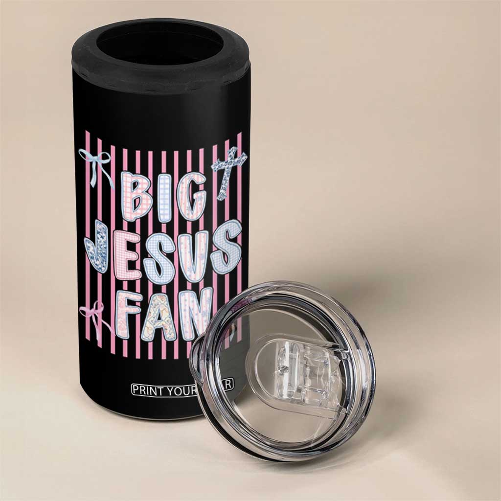 Big Jesus Fan 4 in 1 Can Cooler Tumbler Striped Preppy Christian Believer Faith God Religious Gifts TS10 Print Your Wear