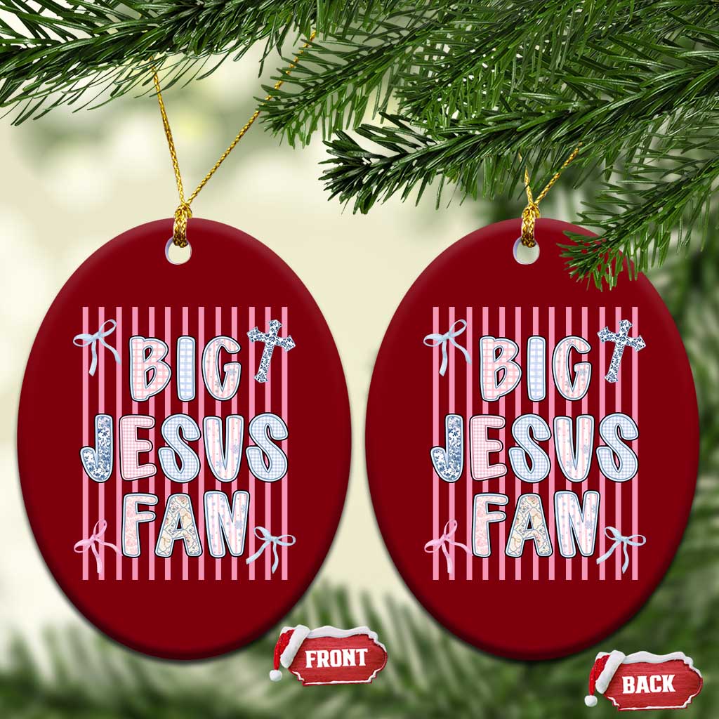 Big Jesus Fan Ceramic Ornament Striped Preppy Christian Believer Faith God Religious Gifts TS10 Print Your Wear
