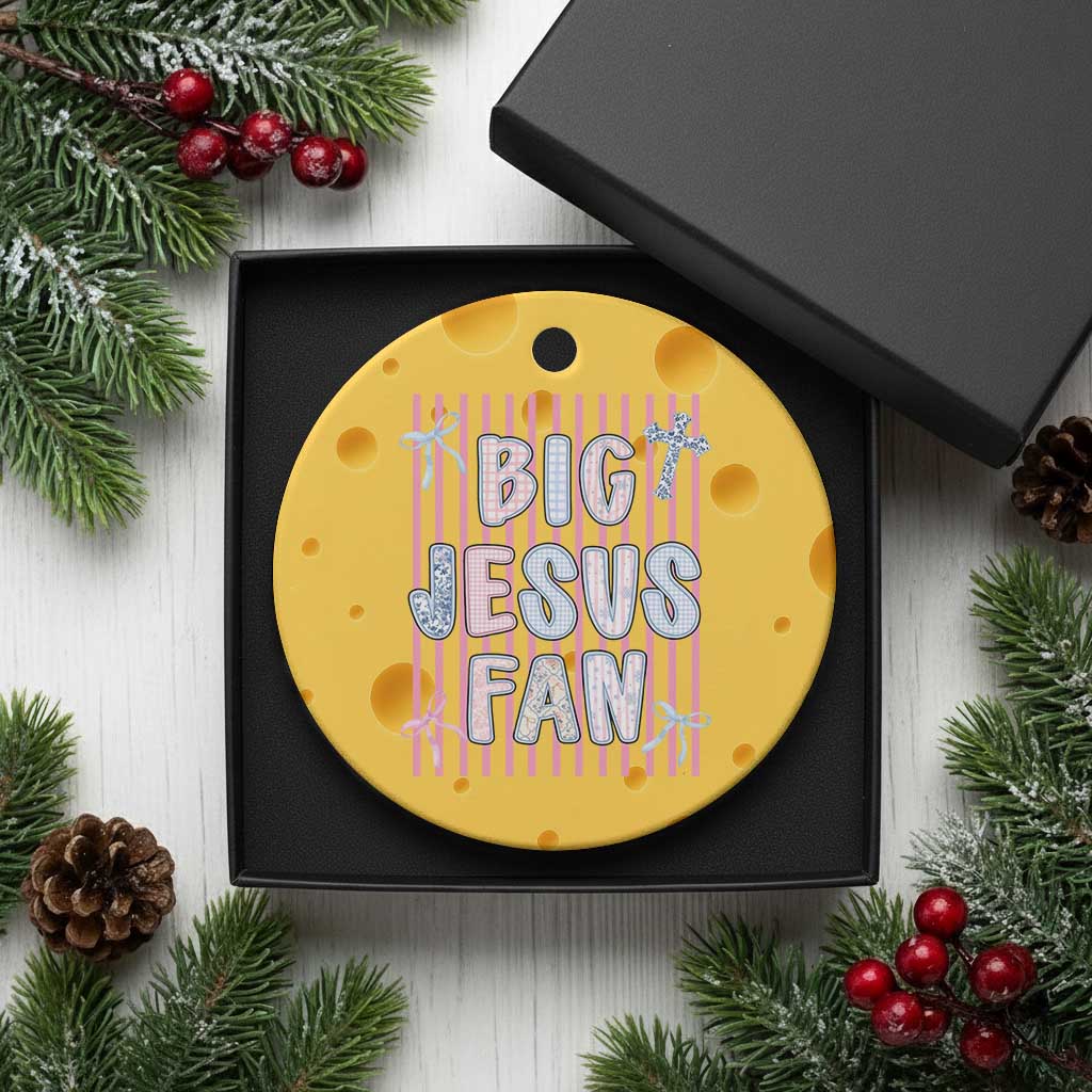 Big Jesus Fan Ceramic Ornament Striped Preppy Christian Believer Faith God Religious Gifts TS10 1pc Yellow Cheese Print Your Wear