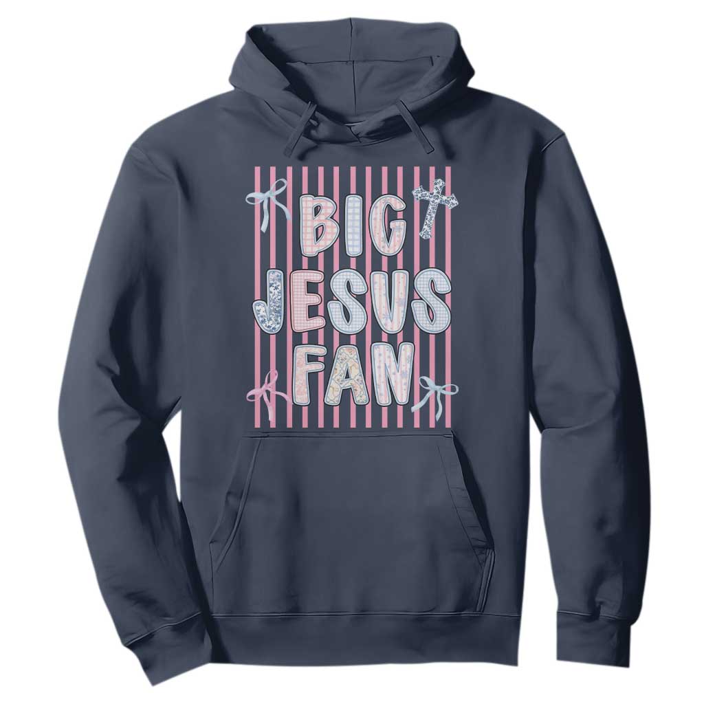 Big Jesus Fan Hoodie Striped Preppy Christian Believer Faith God Religious Gifts TS10 Navy Print Your Wear