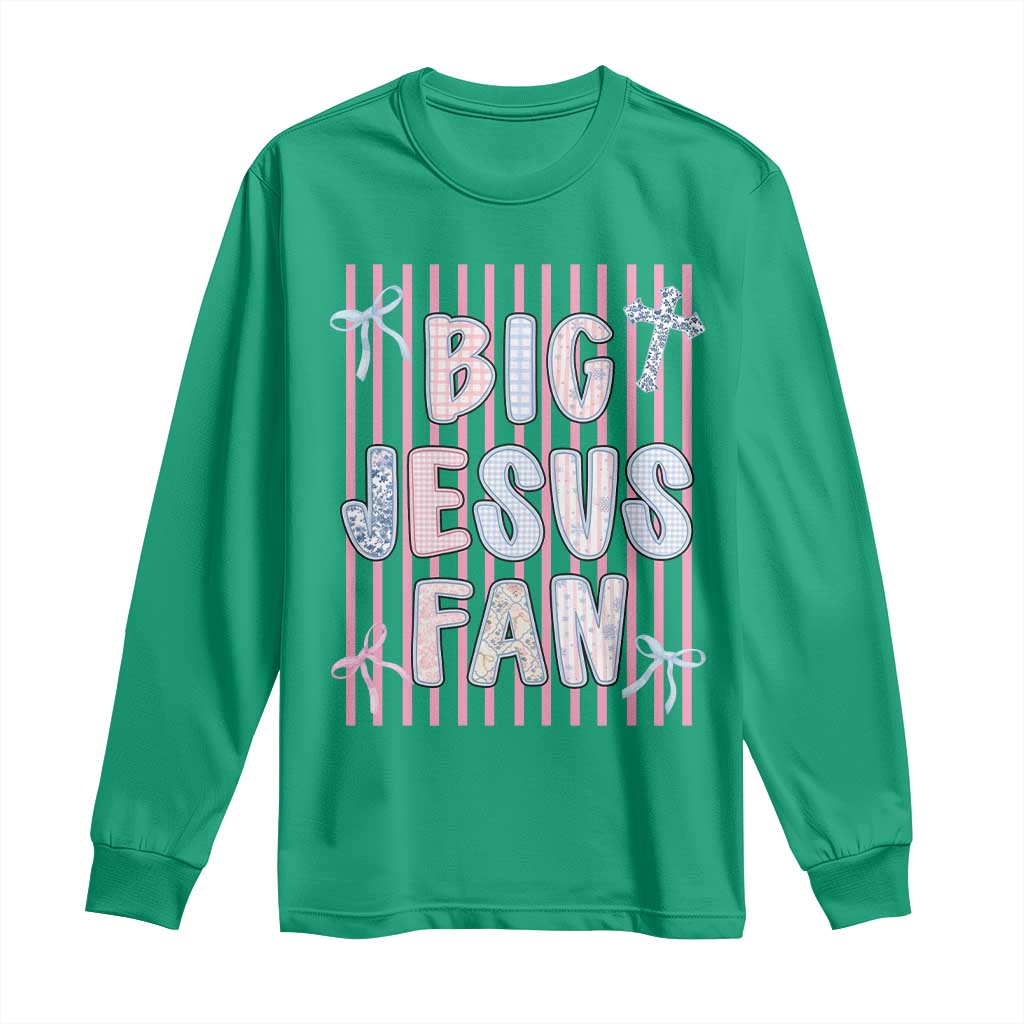 Big Jesus Fan Long Sleeve Shirt Striped Preppy Christian Believer Faith God Religious Gifts TS10 Irish Green Print Your Wear