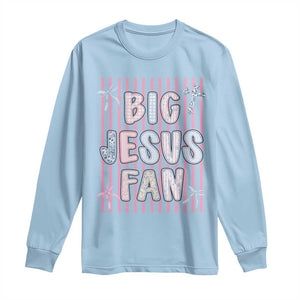 Big Jesus Fan Long Sleeve Shirt Striped Preppy Christian Believer Faith God Religious Gifts TS10 Light Blue Print Your Wear