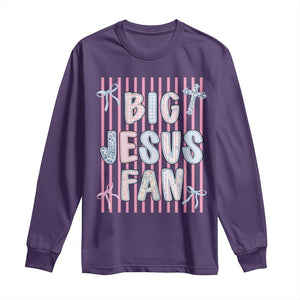 Big Jesus Fan Long Sleeve Shirt Striped Preppy Christian Believer Faith God Religious Gifts TS10 Purple Print Your Wear