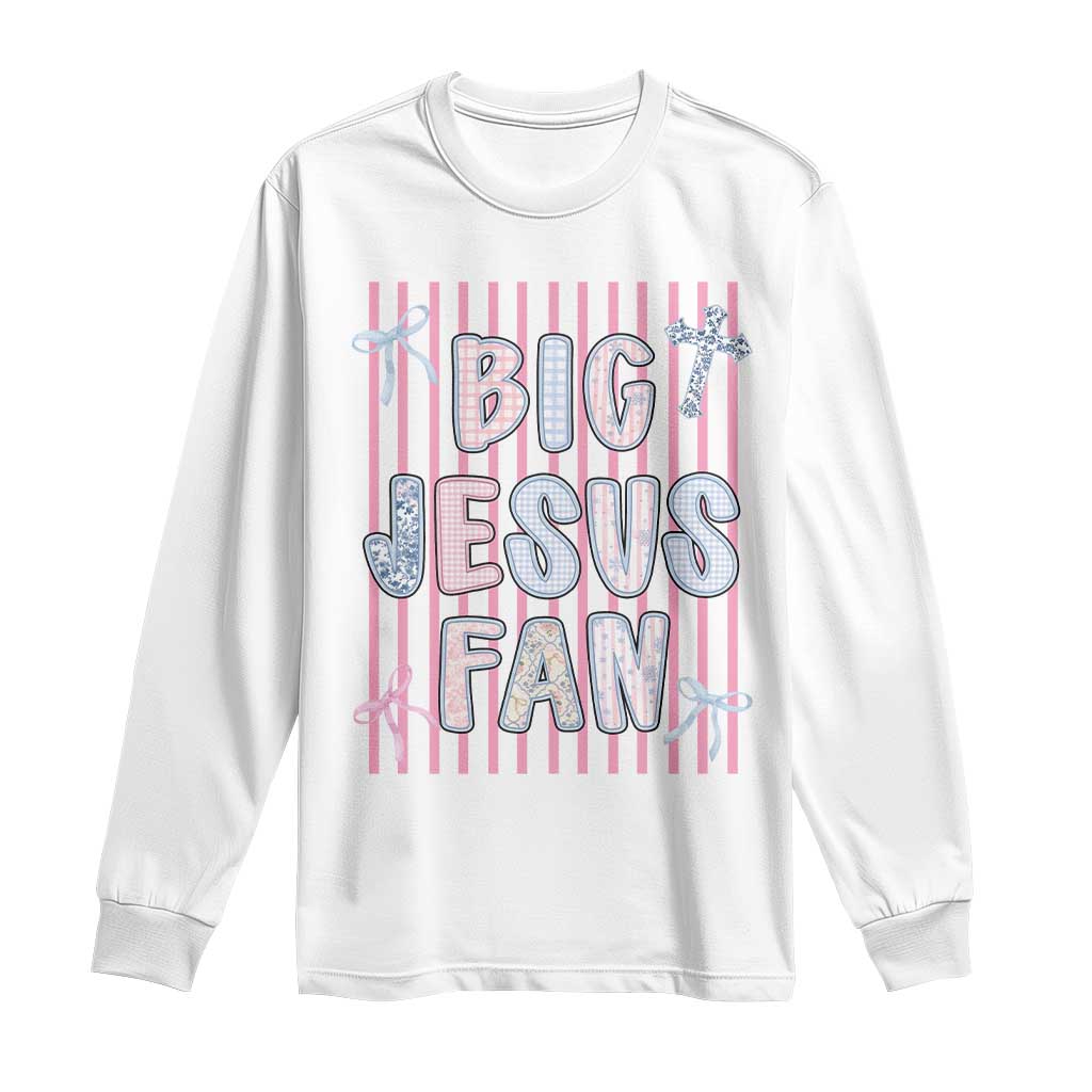 Big Jesus Fan Long Sleeve Shirt Striped Preppy Christian Believer Faith God Religious Gifts TS10 White Print Your Wear