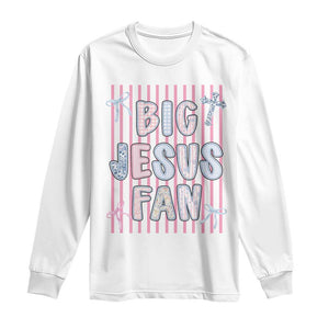 Big Jesus Fan Long Sleeve Shirt Striped Preppy Christian Believer Faith God Religious Gifts TS10 White Print Your Wear