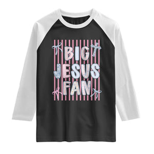Big Jesus Fan Raglan Shirt Striped Preppy Christian Believer Faith God Religious Gifts TS10 Black White Print Your Wear