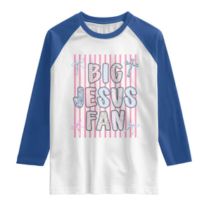 Big Jesus Fan Raglan Shirt Striped Preppy Christian Believer Faith God Religious Gifts TS10 White Royal Print Your Wear
