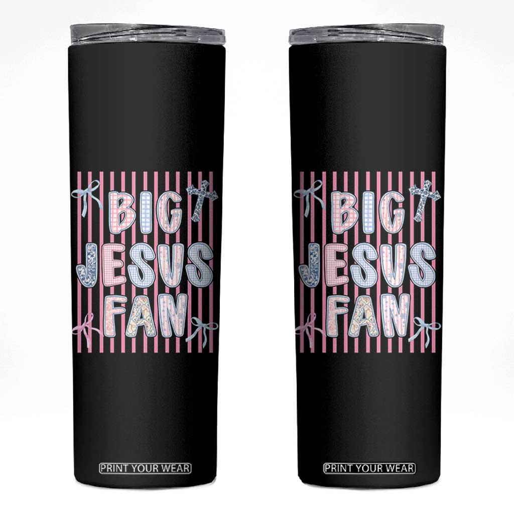 Big Jesus Fan Skinny Tumbler Striped Preppy Christian Believer Faith God Religious Gifts TS10 Black Print Your Wear