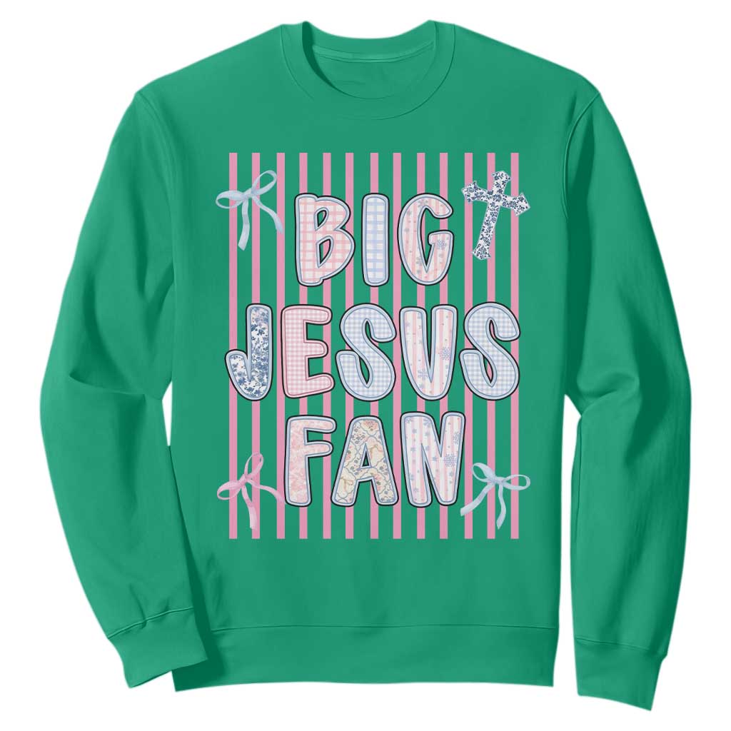 Big Jesus Fan Sweatshirt Striped Preppy Christian Believer Faith God Religious Gifts TS10 Irish Green Print Your Wear