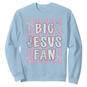 Big Jesus Fan Sweatshirt Striped Preppy Christian Believer Faith God Religious Gifts TS10 Light Blue Print Your Wear