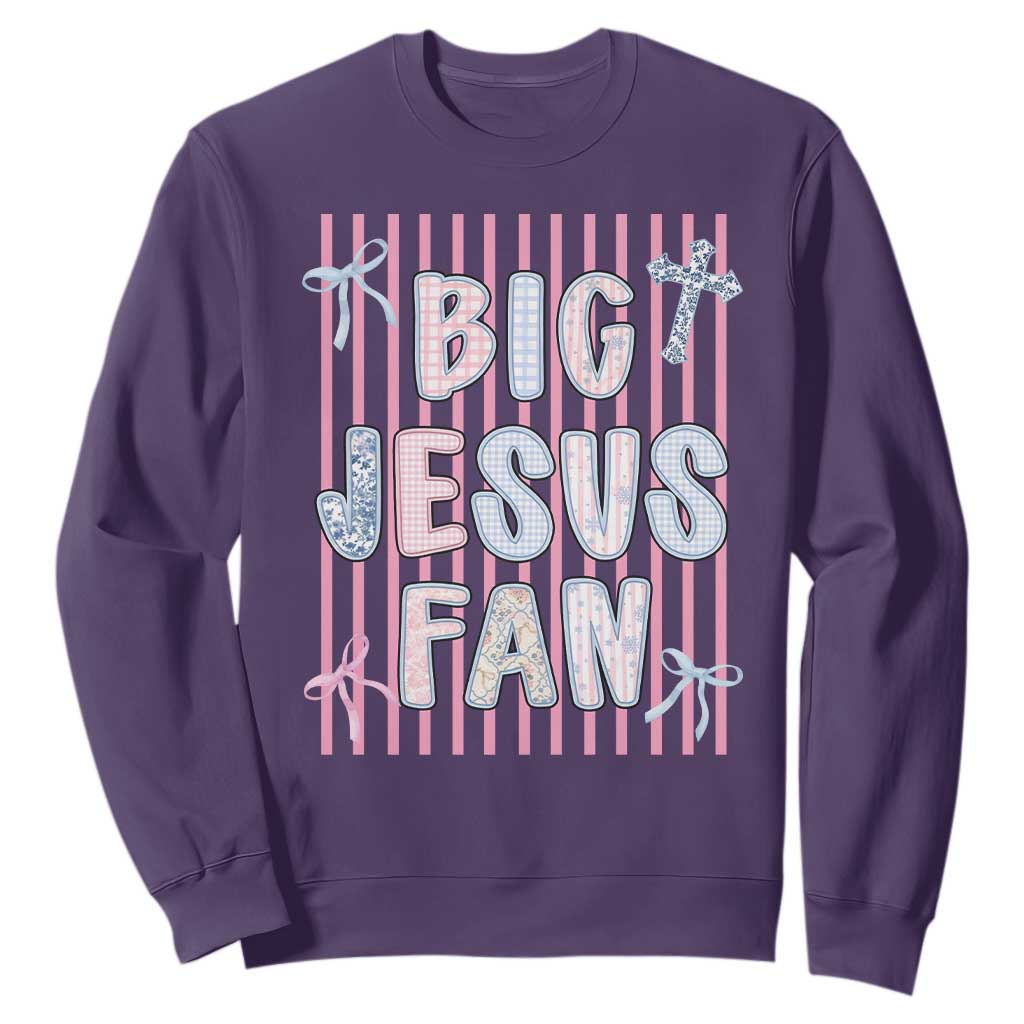 Big Jesus Fan Sweatshirt Striped Preppy Christian Believer Faith God Religious Gifts TS10 Purple Print Your Wear