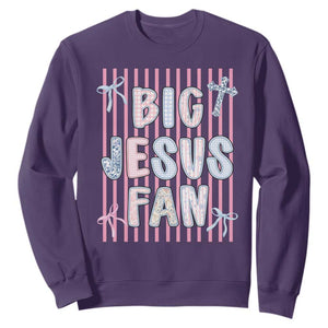 Big Jesus Fan Sweatshirt Striped Preppy Christian Believer Faith God Religious Gifts TS10 Purple Print Your Wear