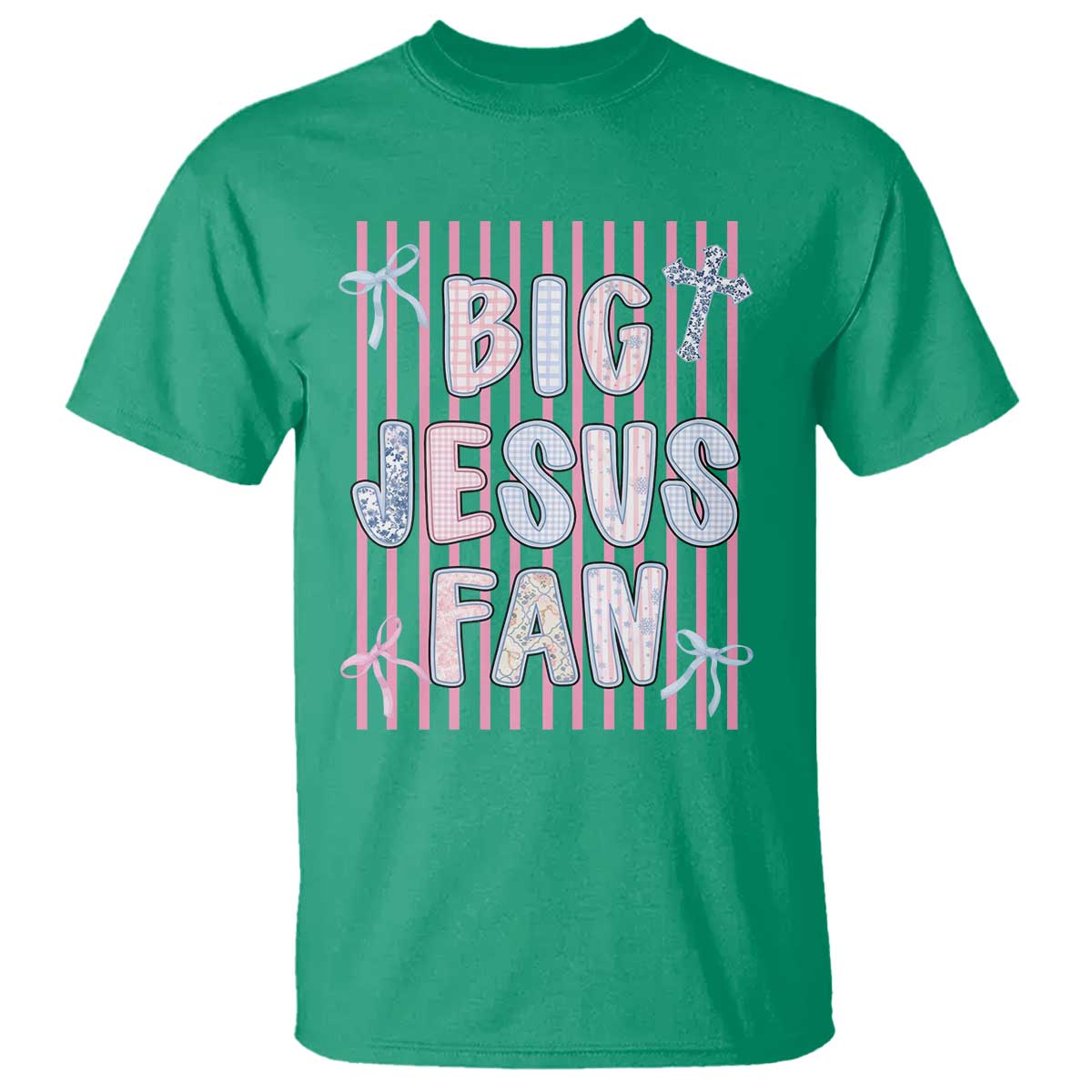 Big Jesus Fan T Shirt Striped Preppy Christian Believer Faith God Religious Gifts TS10 Irish Green Print Your Wear